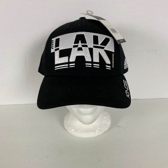 NWT Los Angeles Kings Hat Adidas Strapback Silver Black Big Logo Block Letters - Picture 2 of 11